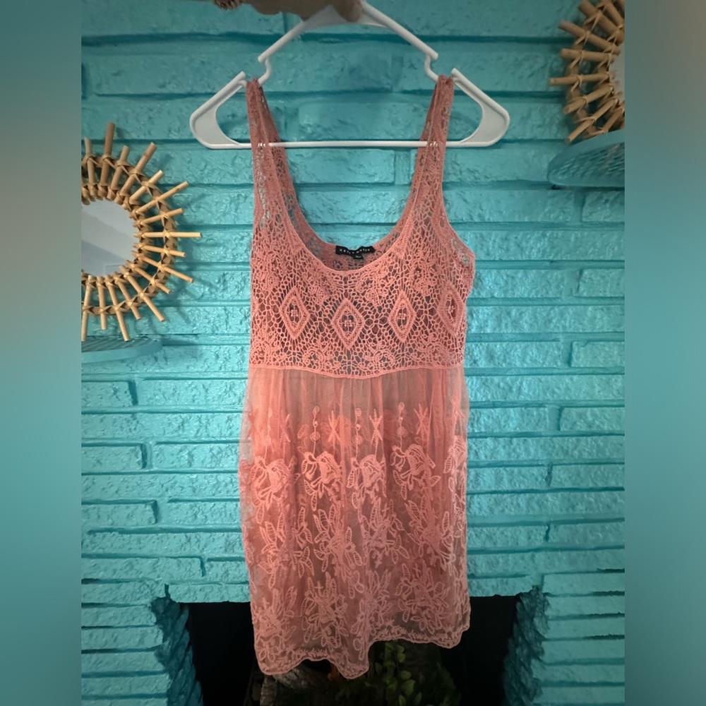 Haute Monde lace crochet top pink blush large